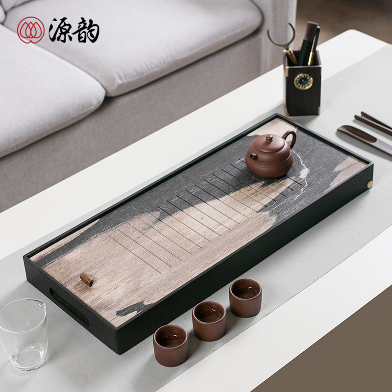 Source rhyme urkin stone tea pan wood fossil tea table stone storage type dry tea tea sea home utility-style tea furniture set