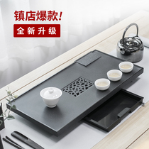 Genyun whole piece Wujin Stone tea tray water storage and drainage simple household kung fu tea tray set office tea table Tea Sea