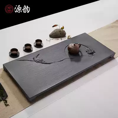 Genyun carving household Stone tea tray tea set large natural black gold stone tea table Tea Sea drainage kung fu tea set
