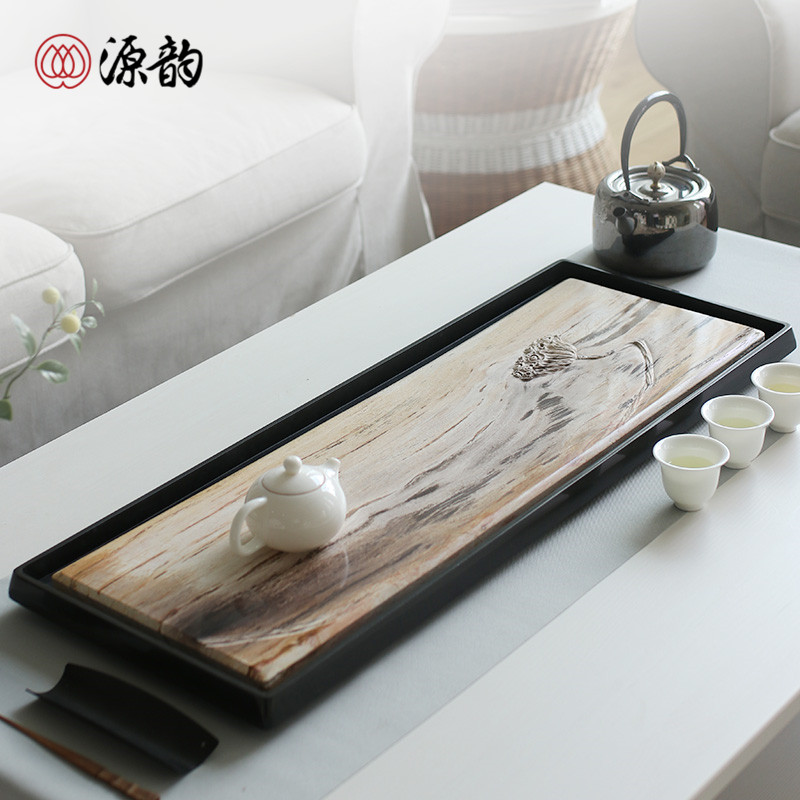 Natural whole wooden tea plate size drains Wuji - kung stone tea stand minimal household stone tea - sea