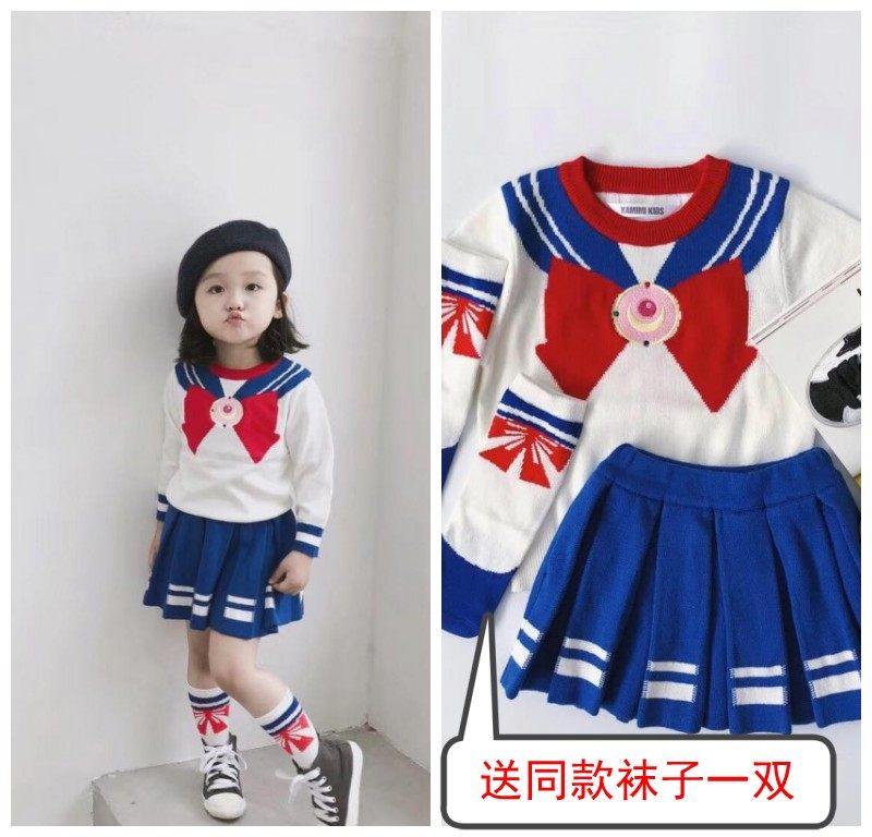 (Joe's) Autumn New Pint Female Baby Beauty Less Female Warrior Sweater Skirt Socks Suit Girl Knit Dresses Cover
