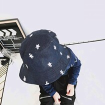 (Qiaos) Spring and Autumn New Product Boys and Womens Stars Full Printing Deep Blue Fishermans Hat Childrens Travel Basin Hat