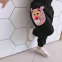 Qiao Bao autumn and winter new boys and women cartoon Three-dimensional pocket small rabbit hair sweater pants children plus velvet padded padded trousers
