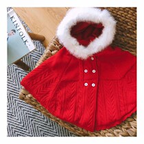 (Qiao) Autumn and winter New Girl red Christmas New Year cloak female treasure rabbit hair collar plus mink cloak