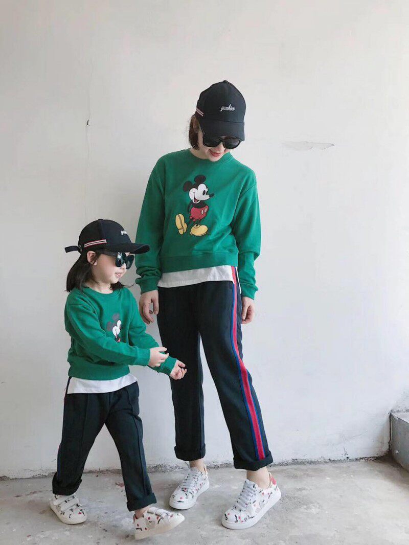 Joe Baojia Spring New Products Male And Female Children Side Three Bars Webbing Pure Cotton Sports Pants Children Loose Long Pants