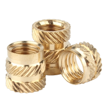 Injection molded hot-melt copper nut M2M3 through-hole knurled nut soil eight-character embedded copper insert copper flower nut M4M5M6M8