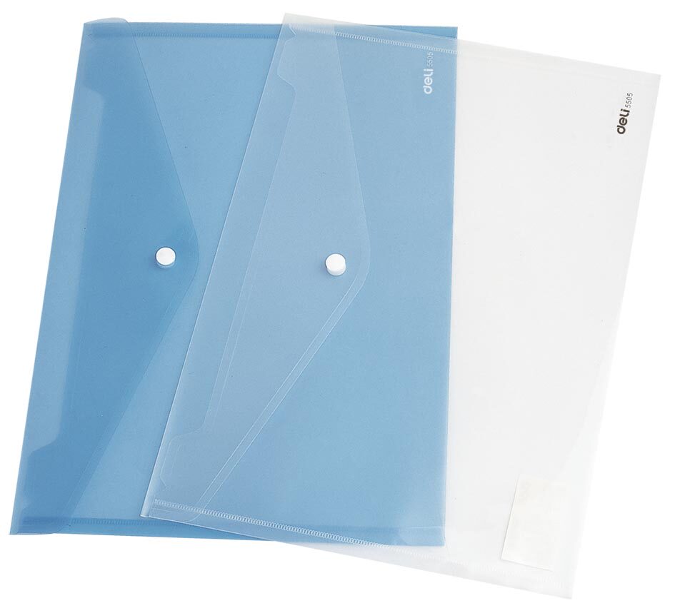 Deli 5505 Plastic Document Bag Wholesale Transparent Snap Information Bag A4 Test Paper Bag Can Print Custom LOGO