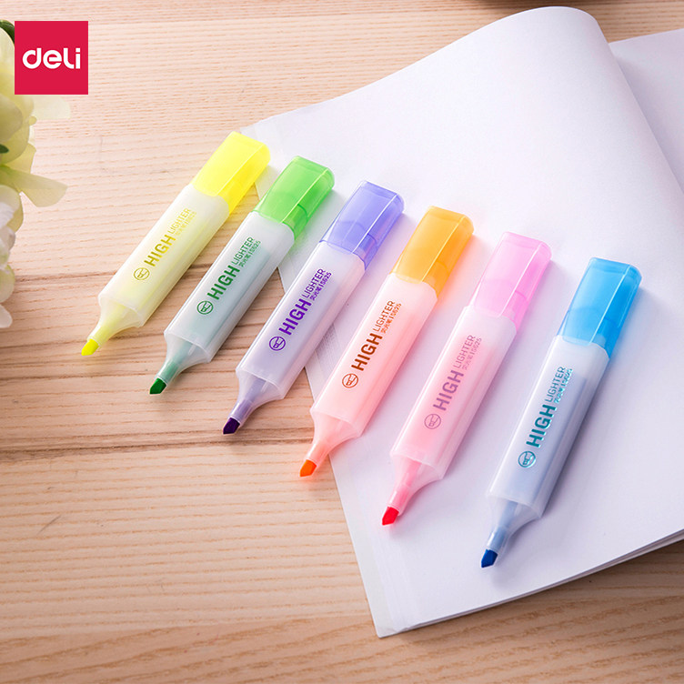 deli DELI S625 Color Fluorescent Pen Student Office Mark Mark Pen Office Round Pen Office Streamline Pass Branch
