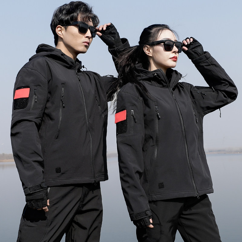 Shield Lang outdoor tactical soft shell fleece jacket men's three-in-one plus velvet windproof jacket mountaineering suit winter waterproof