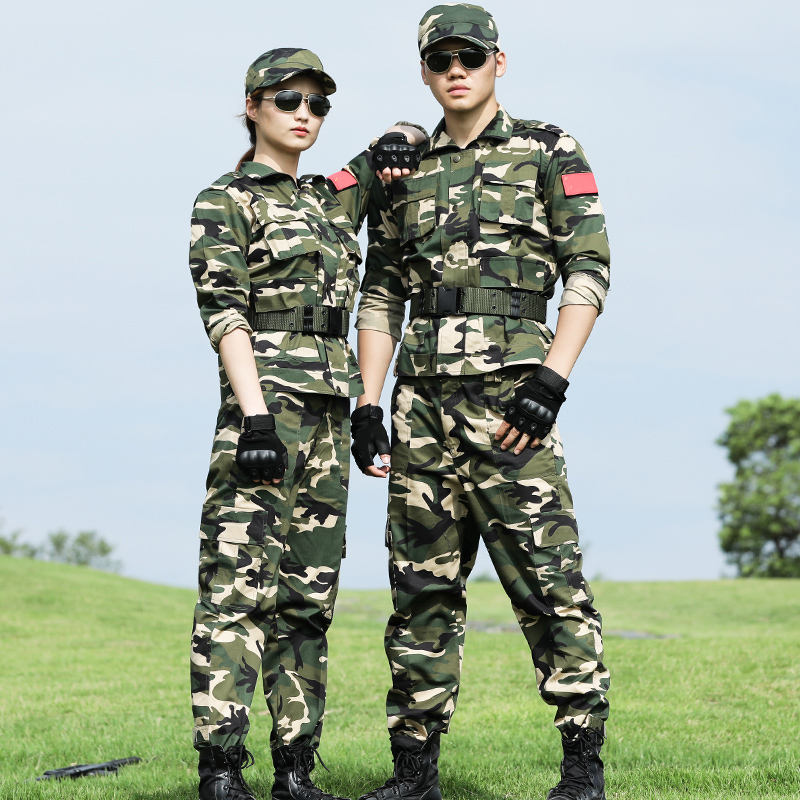 Camouflage clothing suit men's autumn cotton polyester military fans thickened wear-resistant training uniforms upgraded tactical training uniforms breathable overalls