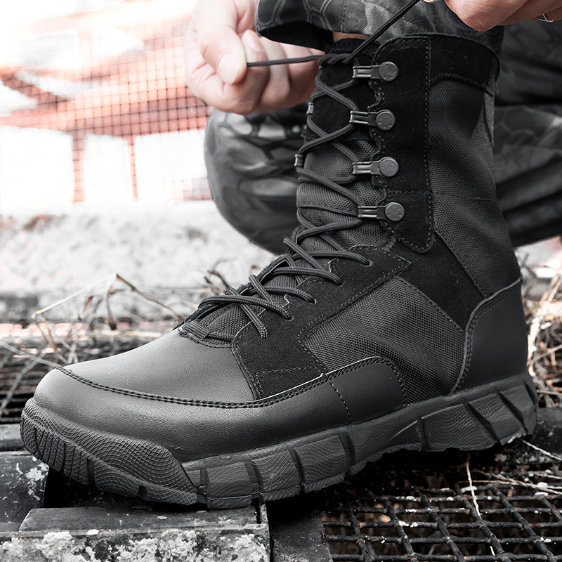 Land War Boots Male Special Soldiers Tactical High Cylinder Military Meme Combat Boots Black Breathable Low Gang Abrasion Resistant Super Light Combat Training Shoes