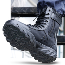 Combat Boots Male Security High Help Breathable Tactical Spring Summer Black Ultra Light Security Screening Plus Suede Canvas Training Shoes Army Combat Boots