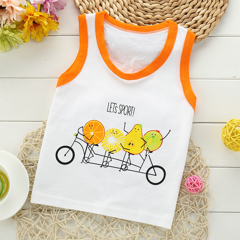 Bông childrens vest đầu cô gái chàng trai mùa hè không tay bông Sidon trắng dưới màu bông xe.