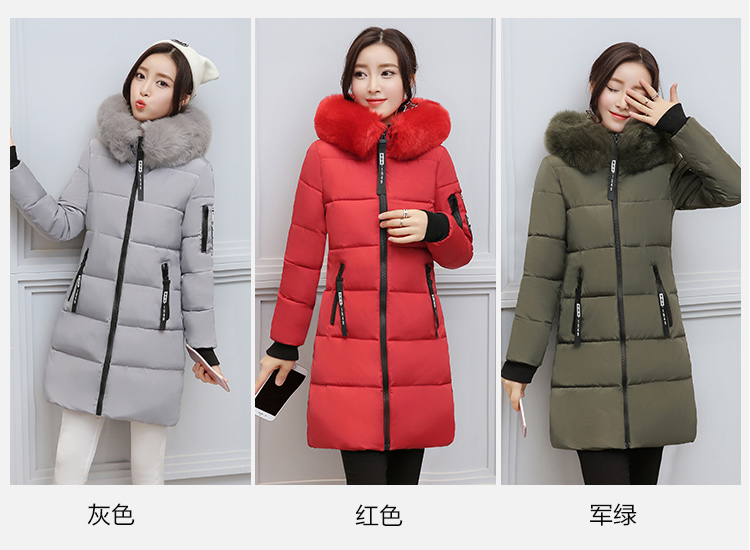 Áo khoác cotton mùa đông 2018 mới dành cho nữ dài cổ áo lông thú phiên bản Hàn Quốc của áo khoác cotton mỏng xuống áo khoác thủy triều áo phao nữ dáng dài siêu nhẹ