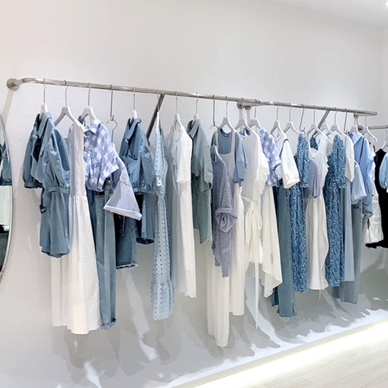 Clothing Store Display Items Display Items Upper Wall Hung Hanger Stainless Steel Clothes Racks Children's Clothing Store Shelves