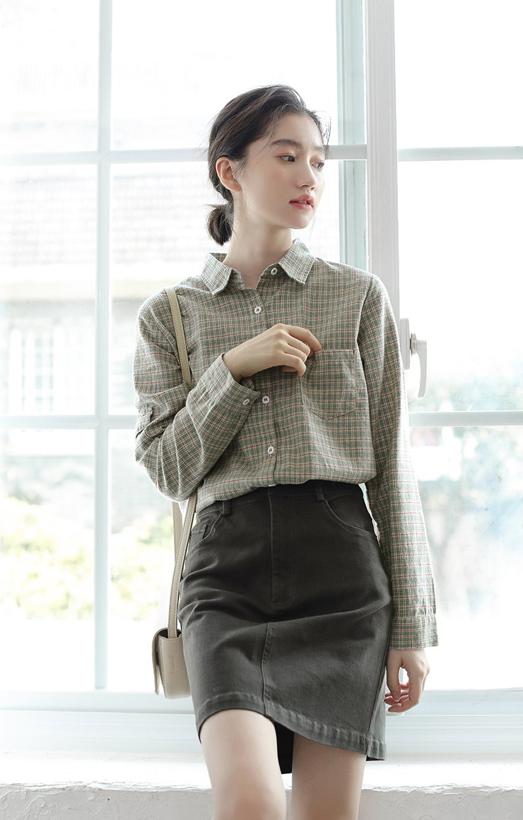 Đầm xòe / Chic retro áo sơ mi dài tay kẻ sọc kiểu nữ 2018 thu đông mới / gạo nếp bạn không nở áo sơ mi cộc tay