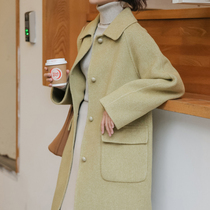  Slightly sweet wind mid-length woolen coat female little man winter double-sided woolen