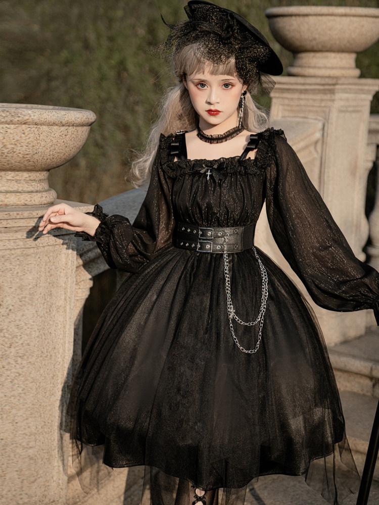 Original authentic girl killer lolita goth dark style loli high waist mesh daily dress OP dress