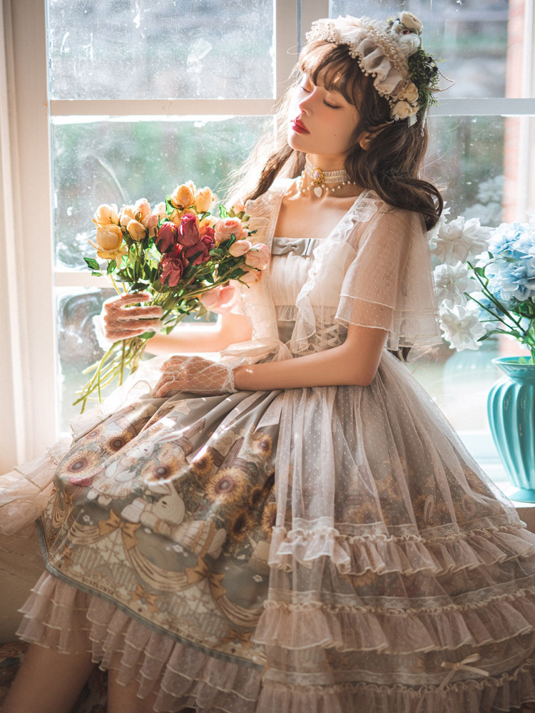 Original genuine Sunflower Story lolita pastoral style dress spring and summer cal sweet girl blouse dress