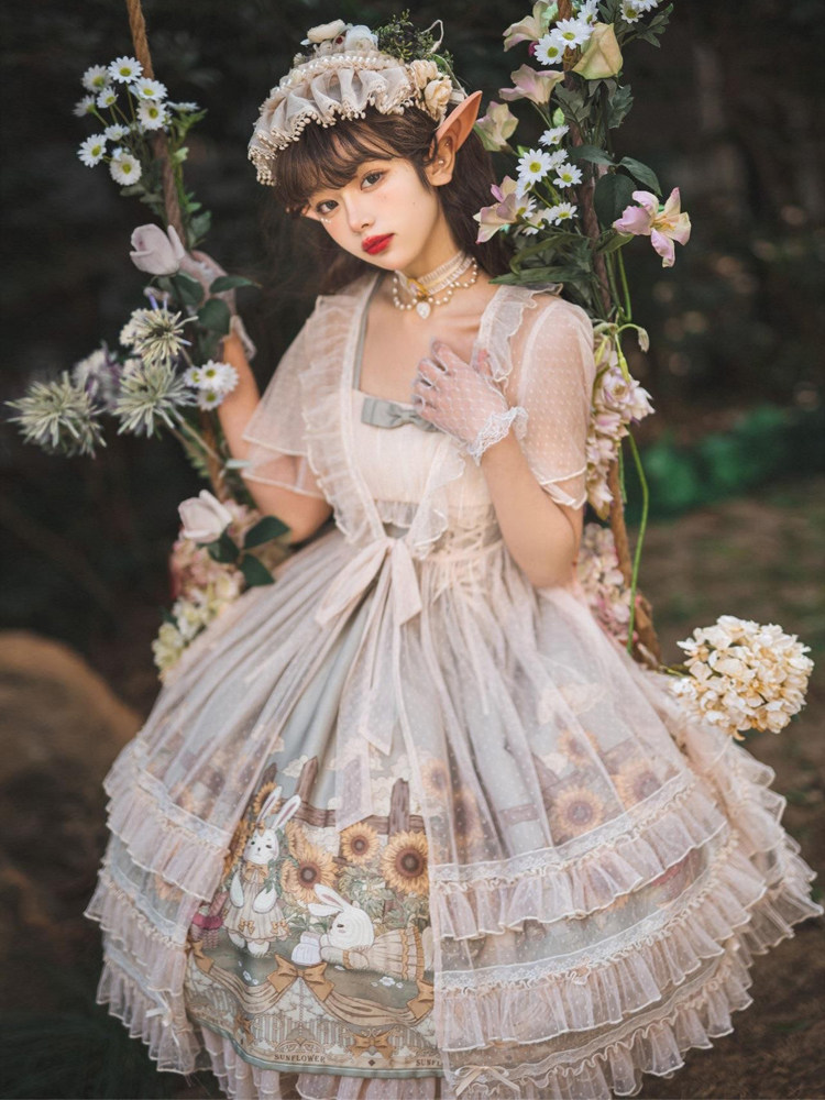 Original genuine Sunflower Story lolita pastoral style dress spring and summer cal sweet girl blouse dress