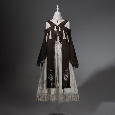 Original and genuine Desert Traveler Weaving Dreams, New Chinese-style wasteland wandering style shawl, retro Han element dress set