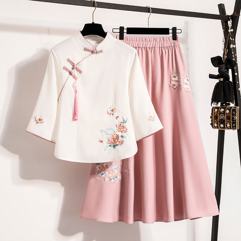 Chinese Style Women's Clothing Spring and Summer Ethnic Style Suit Chinese Tang Suit Improved Hanfu Top Women's Retro Tea Art Clothing Chinese Style Women's Clothing Spring and Summer Ethnic Style Suit Chinese Tang Suit Improved Hanfu Top Women's Retro Tea Art Clothing