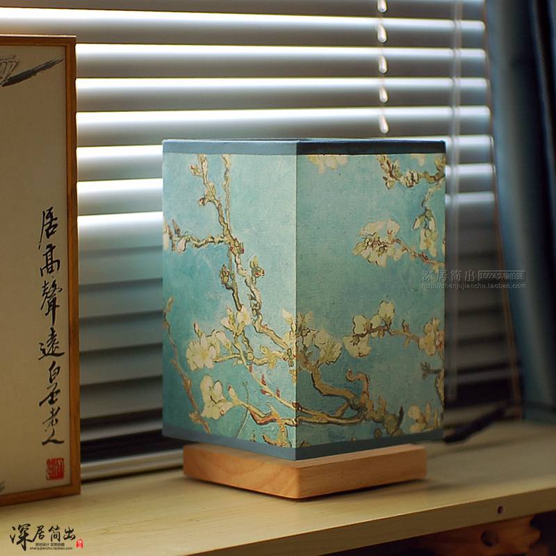 New Chinese Antique Table Lamp Solid Wood Simple Square Chinese Style Retro Bedroom Bedside Lamp Japanese Tea Room Night Light