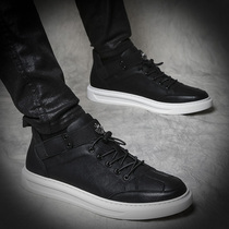 2021 New Board shoes mens inner height Korean trend casual wild mens shoes British black shoes mens trendy shoes