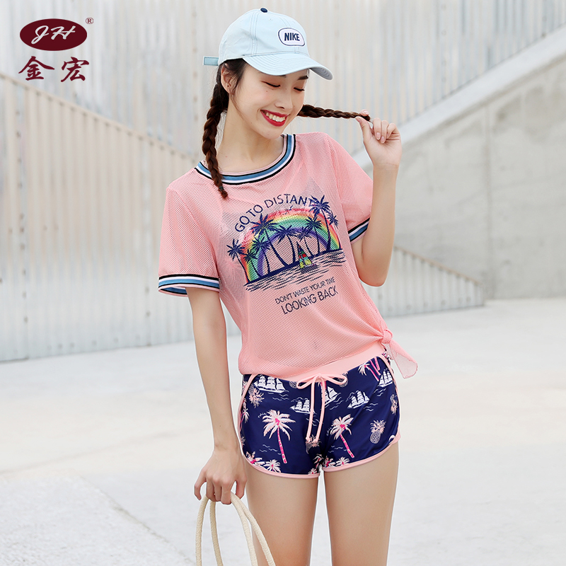 Swimsuit Three sets of ladies conservative Belly Belly size Thin Flat Angle Korea Ins Teenage Girl Student Two Style Swimsuit