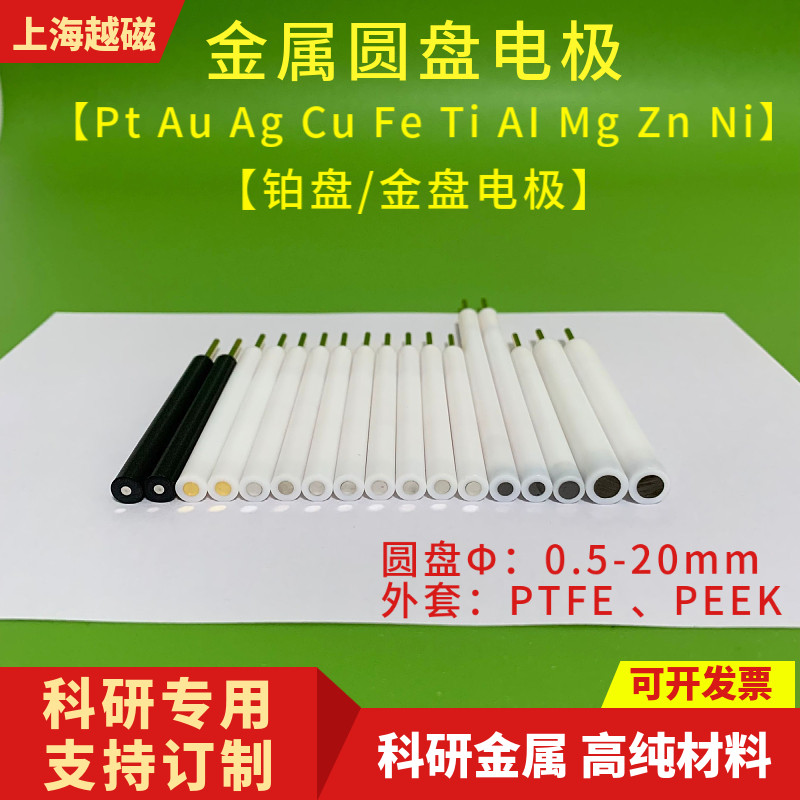 3mm铂盘电极 黄金盘 银盘电极1-6mm金属盘工作电极实验室电分析