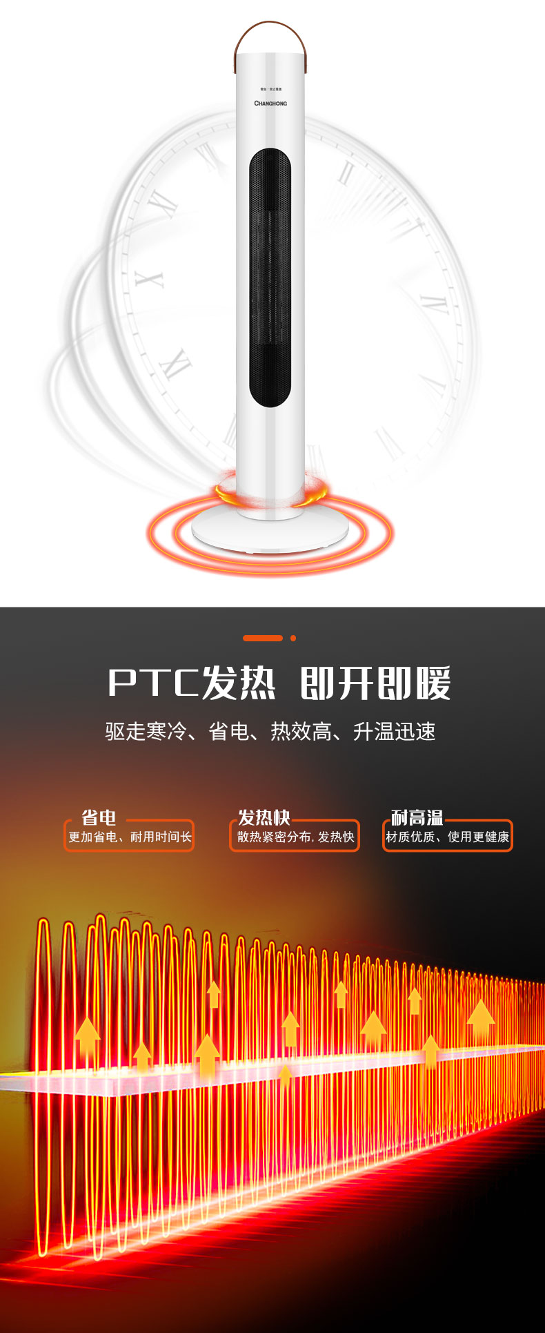 长虹 立式暖风机 2000w即开即热 图4