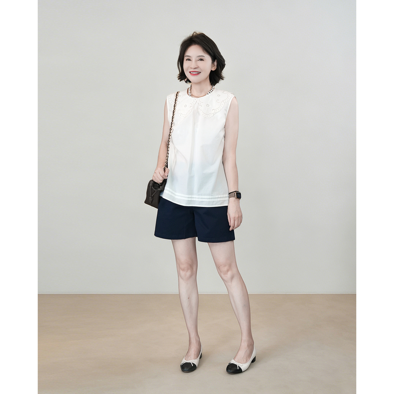 I Am a Capricorn, Miyazaki Hayao Girl, Cotton Mulberry Silk Doll Collar Hollow Embroidery Sleeveless Vest Shirt I Am a Capricorn, Miyazaki Hayao Girl, Cotton Mulberry Silk Doll Collar Hollow Embroidery Sleeveless Vest Shirt