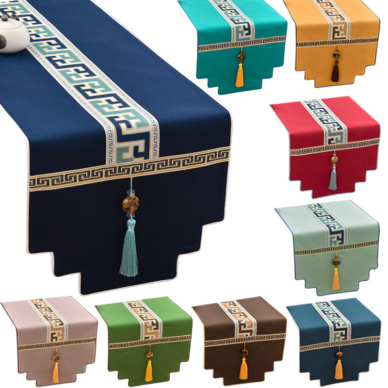 Chinese style new Chinese table flag Zen for Xuanguan China Wind sitting room table TV cabinet Gaibu tea tea Banner craftsmanship-Taobao