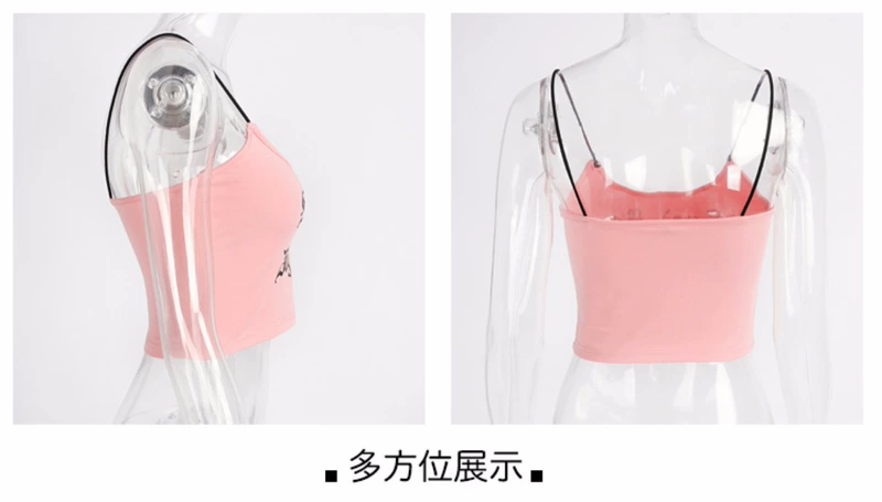 Mùa hè ngắn cắt rốn cô gái hoang dã dây đeo màu đen vest vest mỏng giảm béo máy đáy áo nữ triều áo cánh dơi