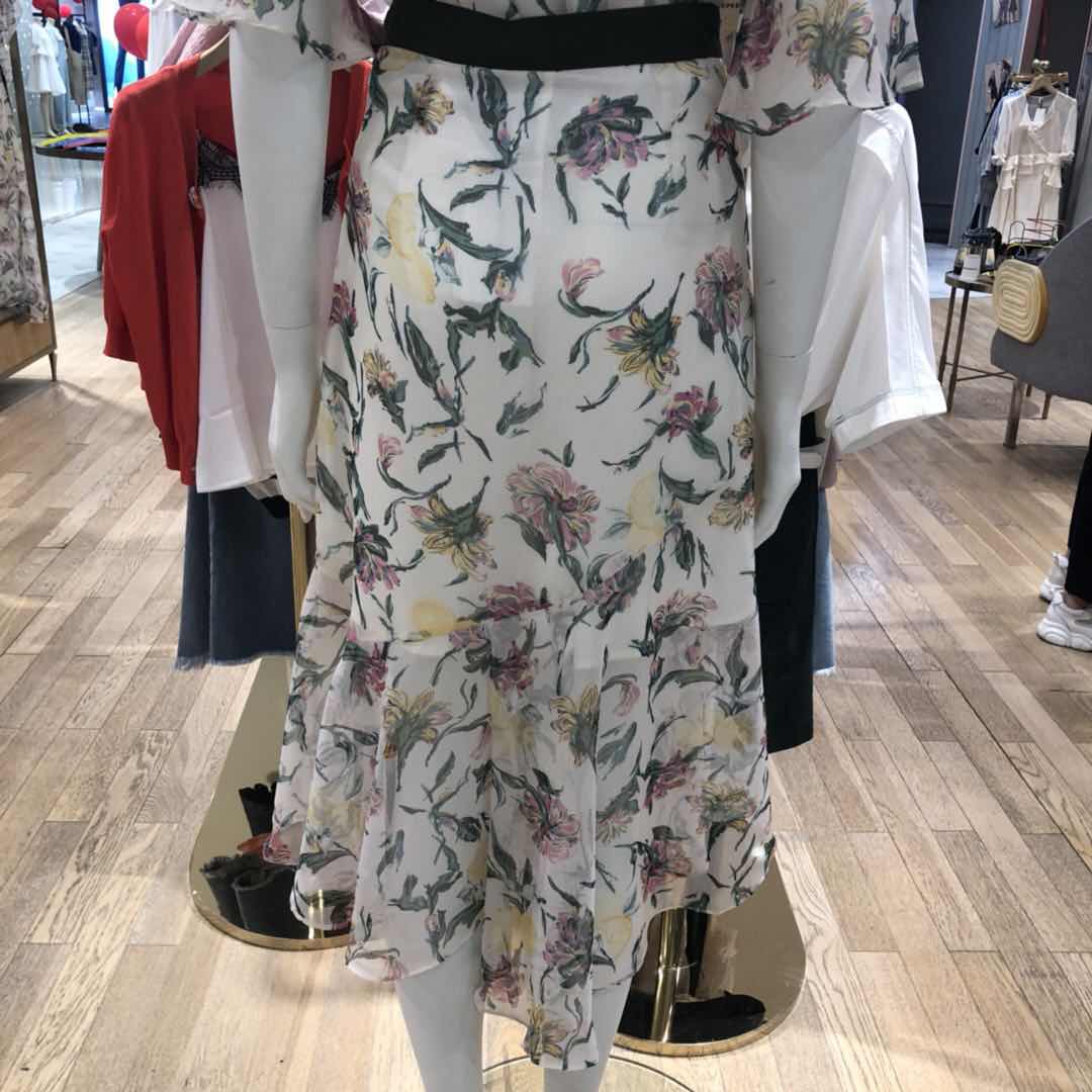 Helen tay áo đỏ 2019 hè mới thanh lịch gió mỏng hoa nhỏ tươi tắn HL89119191508 - Váy váy midi
