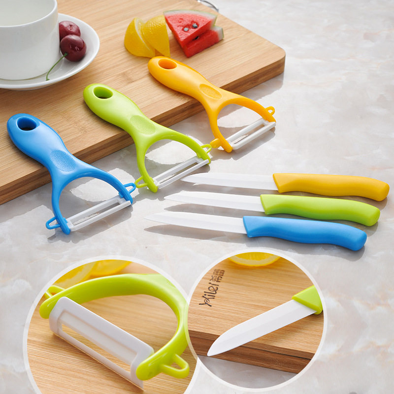 Kitchen ceramic knife Two sets of green paring knife melon and fruit peeling machine Kitchen With Fruit Knife Suit