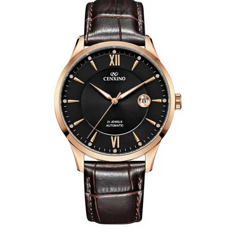 Cenxino Watch Fashionable Fully Automatic Mechanical Leather Strap Waterproof Men's Watch G8076