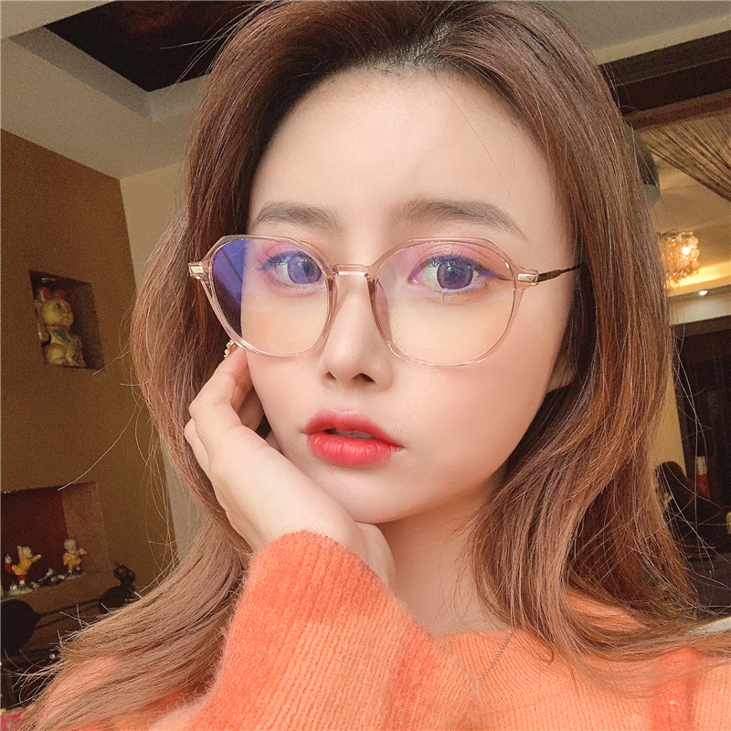 Transparent frame glasses female ins makeup artifact net red glasses frame women large frame round face myopia glasses women have degrees