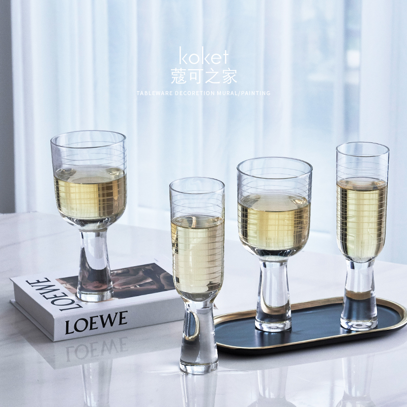 Koket cog can model room decoration transparent thick tall goblet table table table table wine wine champagne glass ornaments Cup