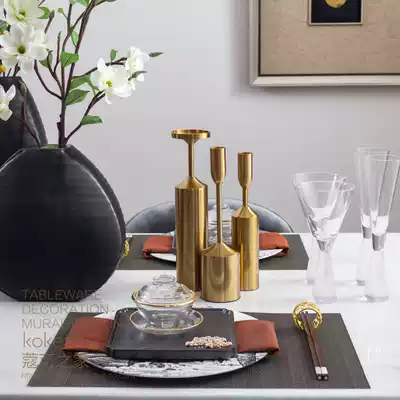 koket can be Chinese Model Room dinner plate black Gray set set table table table setting landscape wind set