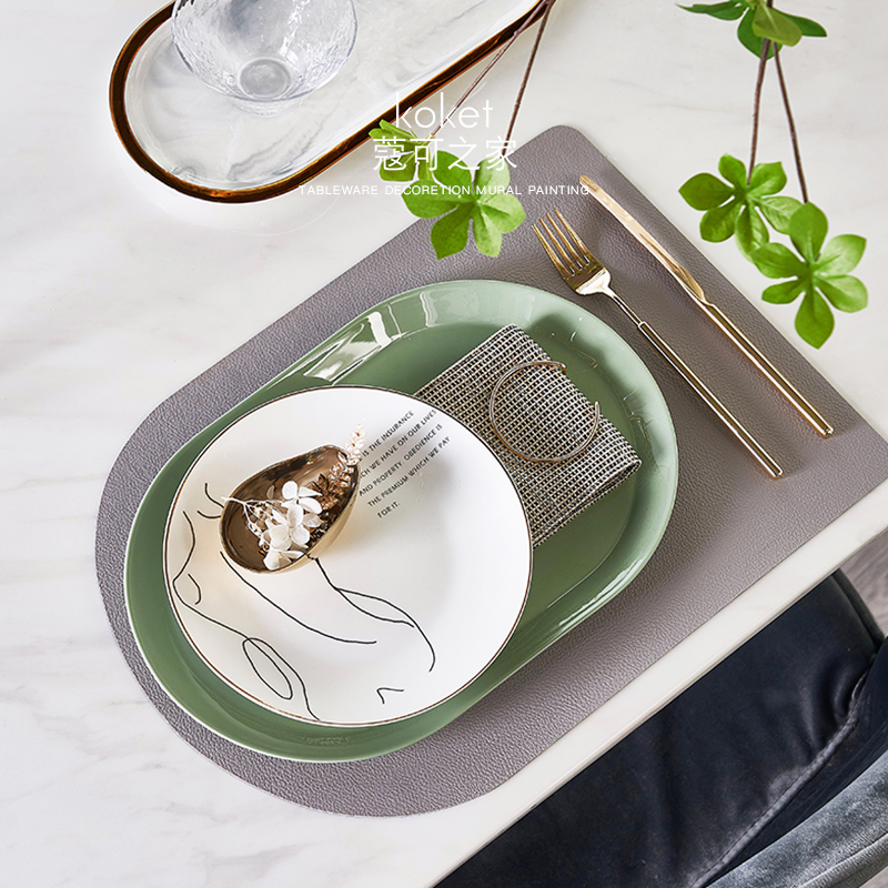 Koket Coco Nordic light and luxurious style board room Western dining tray suit Soft-fit cutlery cutlery gold grey leather dining cushion