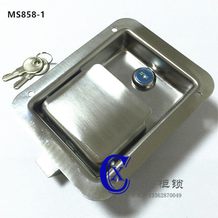 Stainless steel flat lock MS858-1 car door lock RV door lock van panel lock high-end electric cabinet door lock
