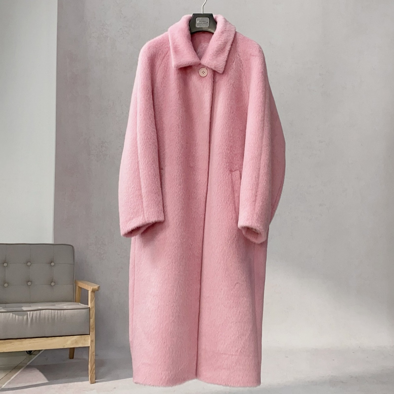 Black Label/Store Reputation 71.6, Royal Baby Camel 28.4, Sheep Wool Minimalist Cocoon-Shaped Pink Coat an Length 108, No Returns Black Label/Store Reputation 71.6, Royal Baby Camel 28.4, Sheep Wool Minimalist Cocoon-Shaped Pink Coat an Length 108, No Returns