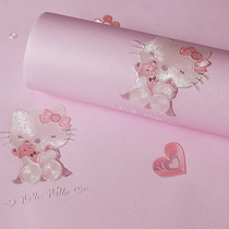 3D three-dimensional wallpaper cute warm bedroom girl Boy Princess powder bear ktm cat non-woven material wallpaper