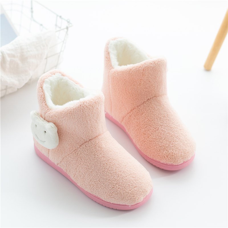 Moon Son Shoes Woman Autumn Winter High Silo Bag Heel Gush Cotton Boots Thick Bottom Pregnant Woman Shoes Non-slip Cute Warm And Postnatal Slippers