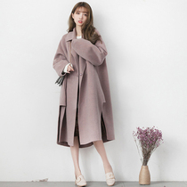 2021 new autumn and winter large size womens clothing small man medium long wool coat cashmere double-sided wool coat