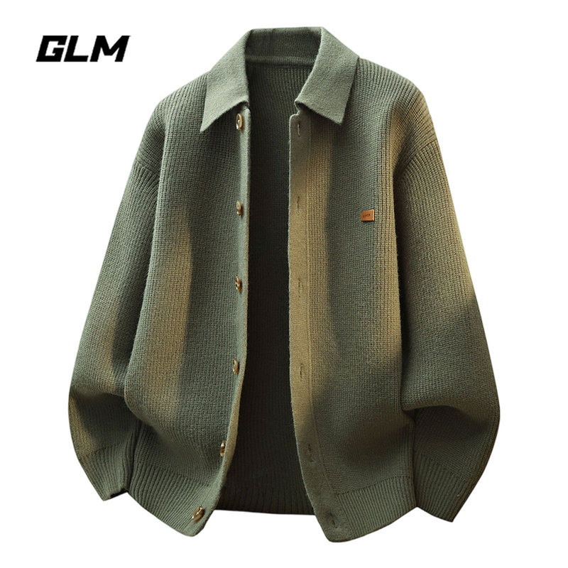 Glm Official Authentic Japanese Style 2026 Heavy-Duty Lapel Sweater for Men, Spring and Summer Casual Warm Knit Cardigan