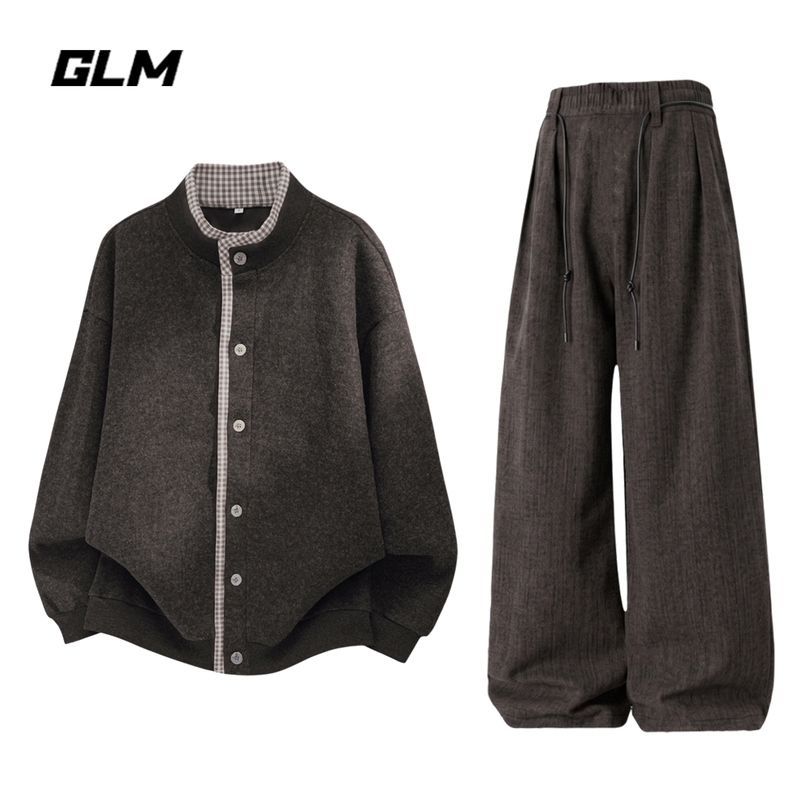 Glm Official Authentic Casual Style Two-Piece Sweater Jacket Set for Men, Autumn Outfit Complete Set Glm Official Authentic Casual Style Two-Piece Sweater Jacket Set for Men, Autumn Outfit Complete Set