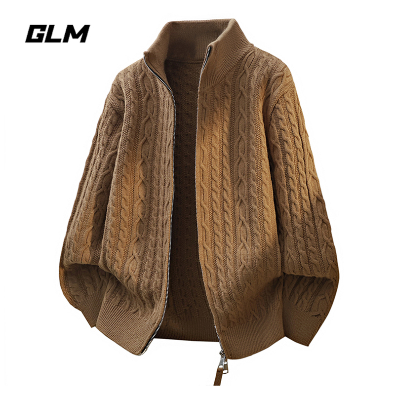 Glm Official Authentic Old Money Style Cable Knit Cardigan Sweater for Men, Casual Knitwear, Super Stylish Spring and Summer Jacket