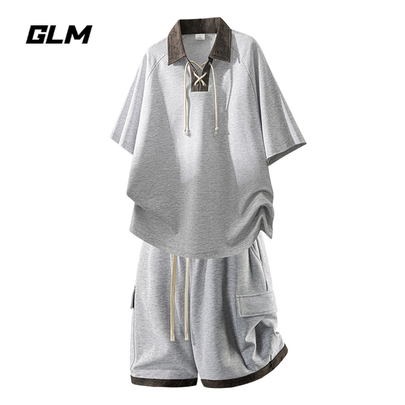 Glm Official Authentic American Retro Design Polo Shirt Set for Men, Summer 2026 Trendy Outfit Complete Set